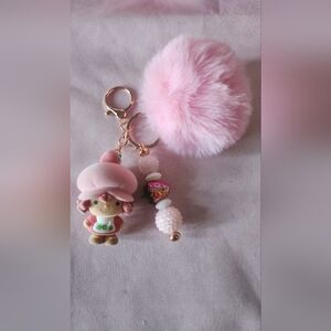 Strawberry Shortcake With Pom Pom Keychain